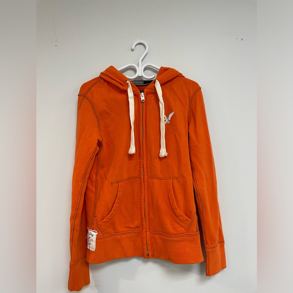 American Eagle Orange Zip-Up Hoodie